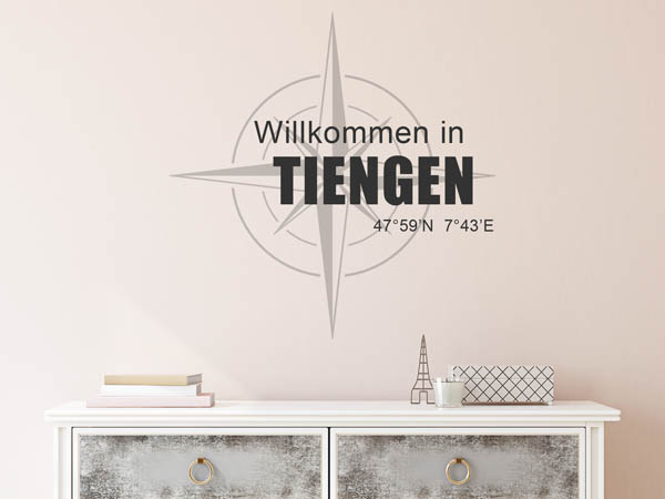 Wandtattoo Willkommen in Tiengen mit den Koordinaten 47°59'N 7°43'E