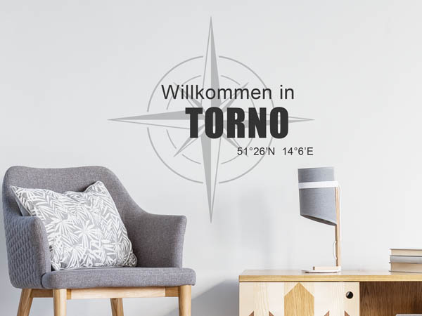 Wandtattoo Willkommen in Torno mit den Koordinaten 51°26'N 14°6'E