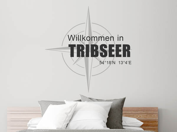 Wandtattoo Willkommen in Tribseer mit den Koordinaten 54°18'N 13°4'E