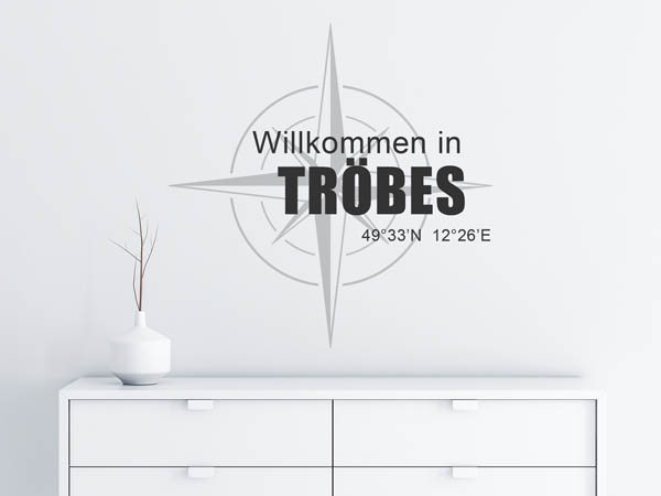 Wandtattoo Willkommen in Tröbes mit den Koordinaten 49°33'N 12°26'E