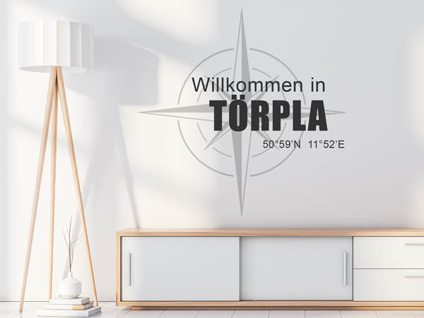 Wandtattoo Willkommen in Törpla mit den Koordinaten 50°59'N 11°52'E