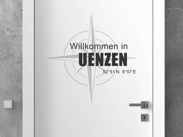 Wandtattoo Willkommen in Uenzen mit den Koordinaten 52°51'N 8°57'E