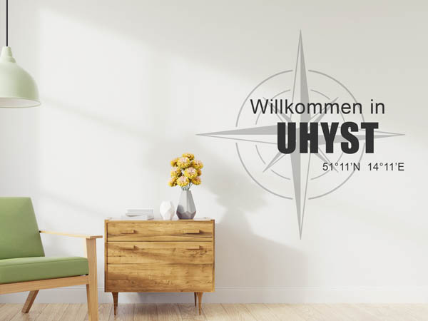 Wandtattoo Willkommen in Uhyst mit den Koordinaten 51°11'N 14°11'E