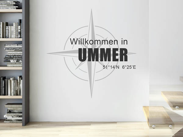 Wandtattoo Willkommen in Ummer mit den Koordinaten 51°14'N 6°25'E