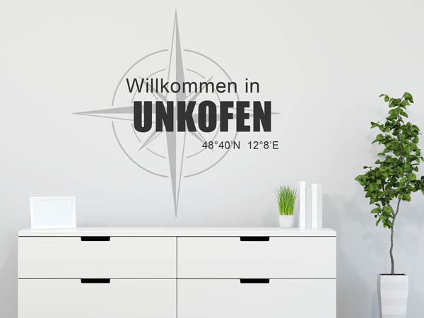 Wandtattoo Willkommen in Unkofen mit den Koordinaten 48°40'N 12°8'E