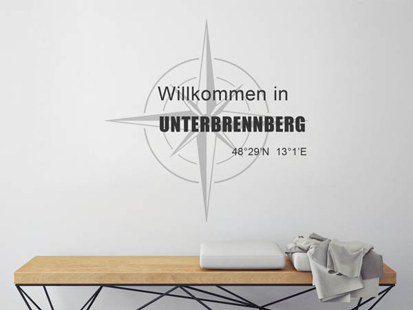 Wandtattoo Willkommen in Unterbrennberg mit den Koordinaten 48°29'N 13°1'E