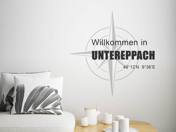 Wandtattoo Willkommen in Untereppach mit den Koordinaten 49°12'N 9°36'E