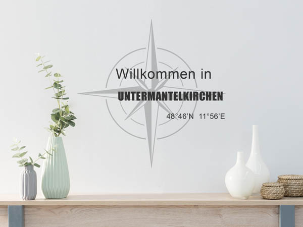 Wandtattoo Willkommen in Untermantelkirchen mit den Koordinaten 48°46'N 11°56'E