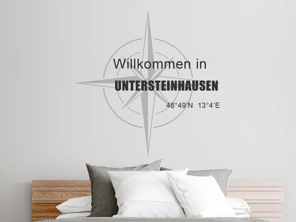 Wandtattoo Willkommen in Untersteinhausen mit den Koordinaten 48°49'N 13°4'E