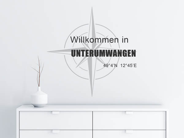 Wandtattoo Willkommen in Unterumwangen mit den Koordinaten 49°4'N 12°45'E