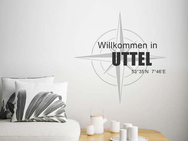 Wandtattoo Willkommen in Uttel mit den Koordinaten 53°35'N 7°46'E