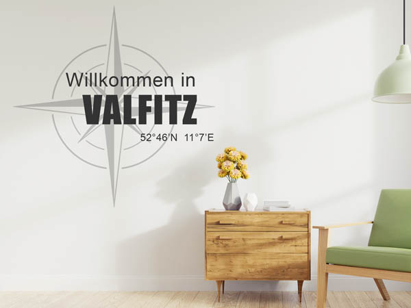 Wandtattoo Willkommen in Valfitz mit den Koordinaten 52°46'N 11°7'E