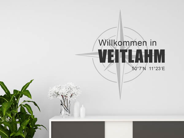 Wandtattoo Willkommen in Veitlahm mit den Koordinaten 50°7'N 11°23'E