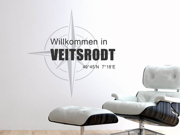 Wandtattoo Willkommen in Veitsrodt mit den Koordinaten 49°45'N 7°18'E