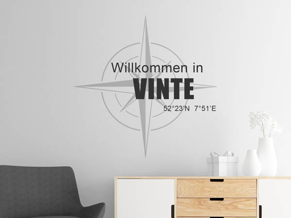 Wandtattoo Willkommen in Vinte mit den Koordinaten 52°23'N 7°51'E