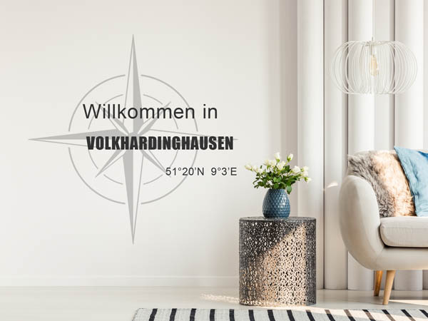 Wandtattoo Willkommen in Volkhardinghausen mit den Koordinaten 51°20'N 9°3'E