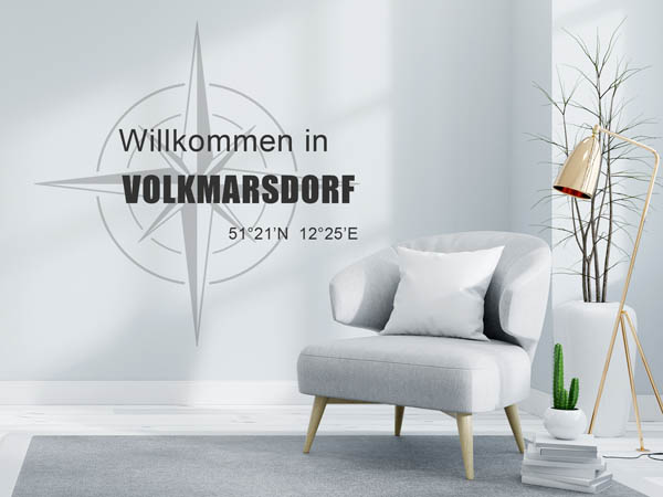 Wandtattoo Willkommen in Volkmarsdorf mit den Koordinaten 51°21'N 12°25'E