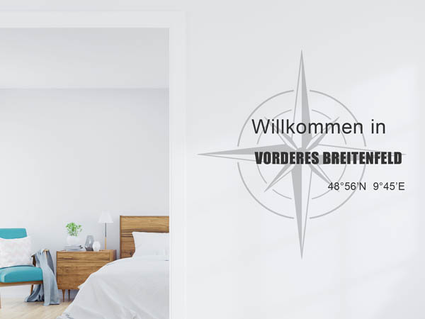 Wandtattoo Willkommen in Vorderes Breitenfeld mit den Koordinaten 48°56'N 9°45'E