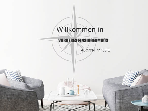 Wandtattoo Willkommen in Vorderes Finsingermoos mit den Koordinaten 48°13'N 11°50'E