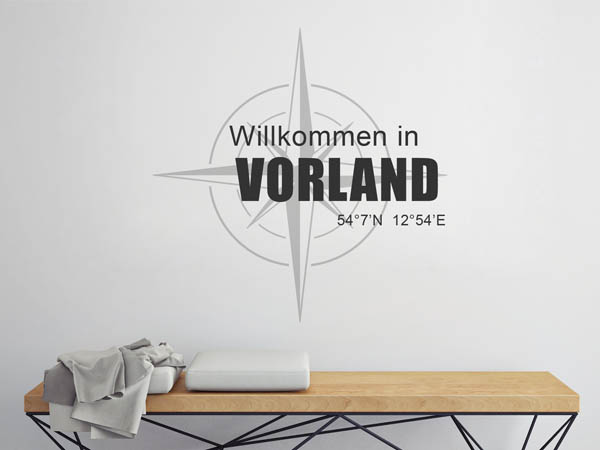 Wandtattoo Willkommen in Vorland mit den Koordinaten 54°7'N 12°54'E