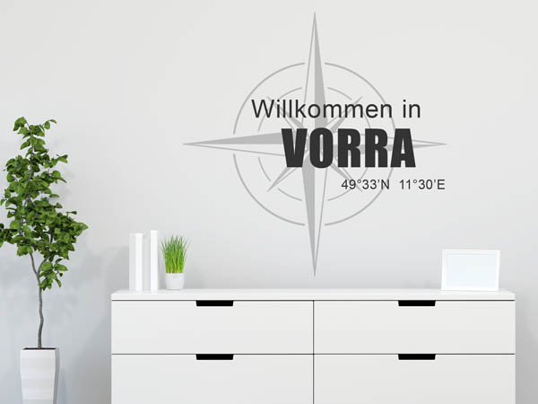 Wandtattoo Willkommen in Vorra mit den Koordinaten 49°33'N 11°30'E