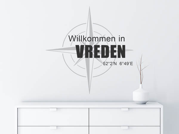 Wandtattoo Willkommen in Vreden mit den Koordinaten 52°2'N 6°49'E