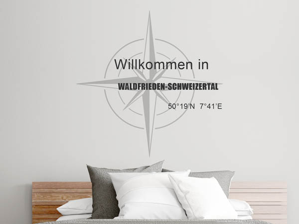 Wandtattoo Willkommen in Waldfrieden-Schweizertal mit den Koordinaten 50°19'N 7°41'E