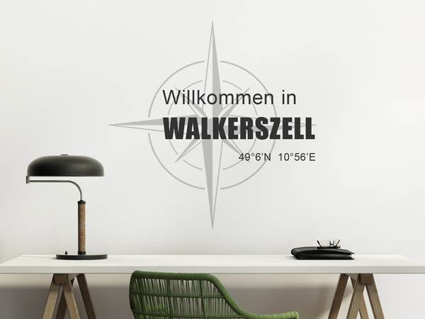 Wandtattoo Willkommen in Walkerszell mit den Koordinaten 49°6'N 10°56'E