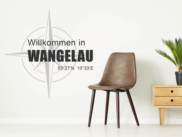 Wandtattoo Willkommen in Wangelau mit den Koordinaten 53°27'N 10°33'E