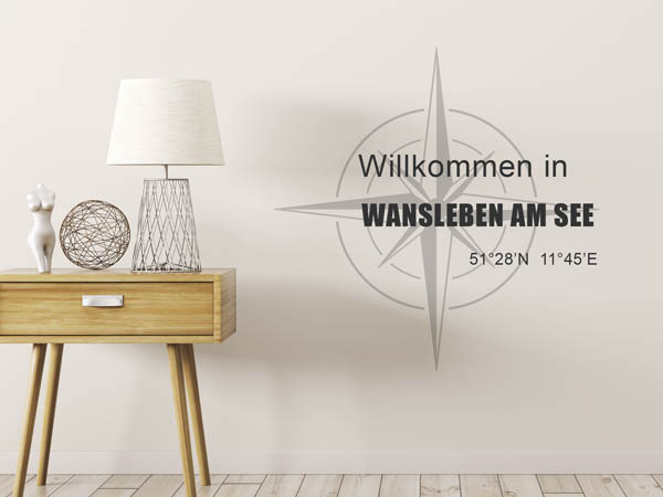 Wandtattoo Willkommen in Wansleben am See mit den Koordinaten 51°28'N 11°45'E