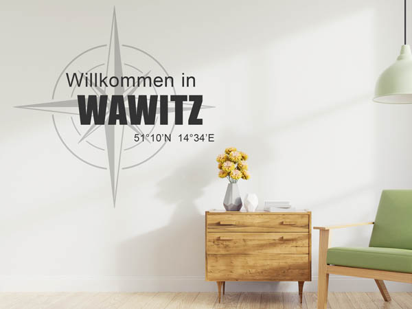 Wandtattoo Willkommen in Wawitz mit den Koordinaten 51°10'N 14°34'E