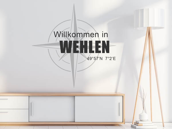 Wandtattoo Willkommen in Wehlen mit den Koordinaten 49°57'N 7°2'E