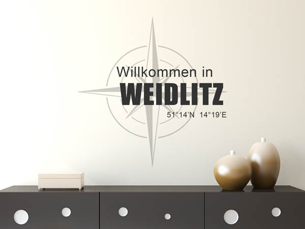 Wandtattoo Willkommen in Weidlitz mit den Koordinaten 51°14'N 14°19'E
