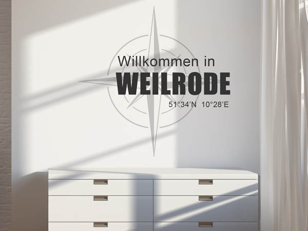 Wandtattoo Willkommen in Weilrode mit den Koordinaten 51°34'N 10°28'E