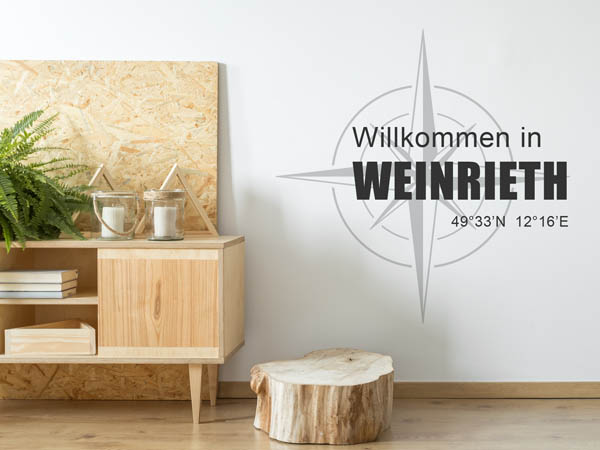 Wandtattoo Willkommen in Weinrieth mit den Koordinaten 49°33'N 12°16'E