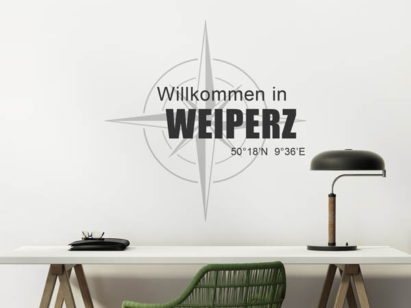 Wandtattoo Willkommen in Weiperz mit den Koordinaten 50°18'N 9°36'E