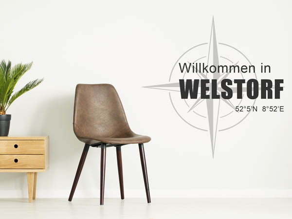 Wandtattoo Willkommen in Welstorf mit den Koordinaten 52°5'N 8°52'E