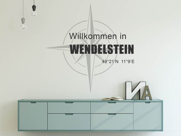 Wandtattoo Willkommen in Wendelstein mit den Koordinaten 49°21'N 11°9'E