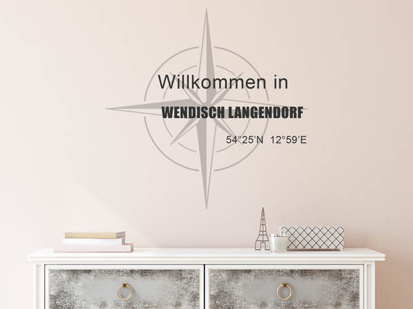 Wandtattoo Willkommen in Wendisch Langendorf mit den Koordinaten 54°25'N 12°59'E