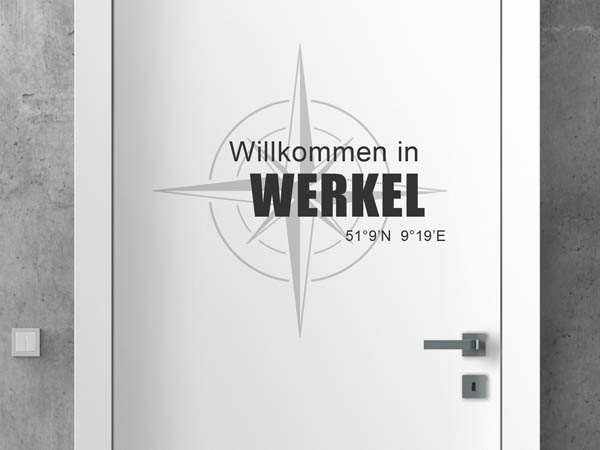 Wandtattoo Willkommen in Werkel mit den Koordinaten 51°9'N 9°19'E