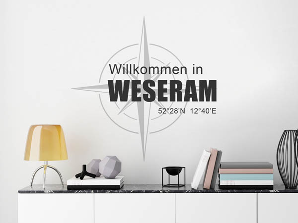 Wandtattoo Willkommen in Weseram mit den Koordinaten 52°28'N 12°40'E