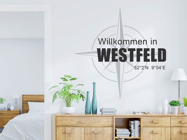 Wandtattoo Willkommen in Westfeld mit den Koordinaten 52°2'N 9°54'E