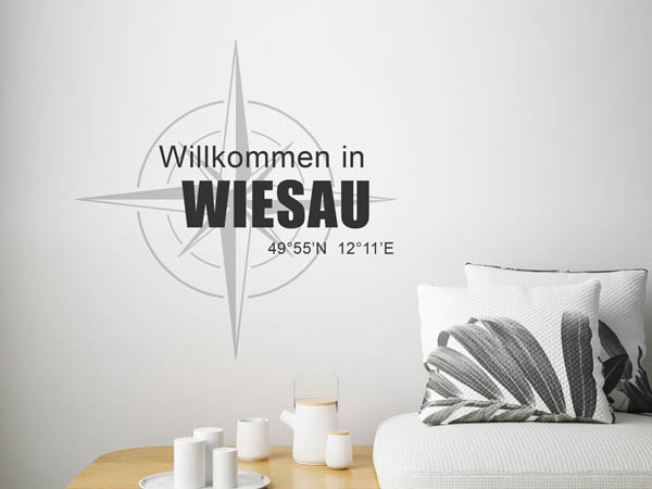 Wandtattoo Willkommen in Wiesau mit den Koordinaten 49°55'N 12°11'E