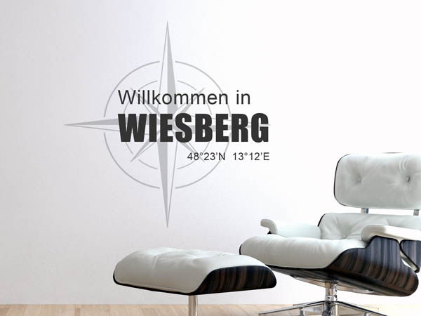 Wandtattoo Willkommen in Wiesberg mit den Koordinaten 48°23'N 13°12'E