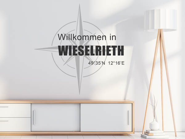 Wandtattoo Willkommen in Wieselrieth mit den Koordinaten 49°35'N 12°16'E