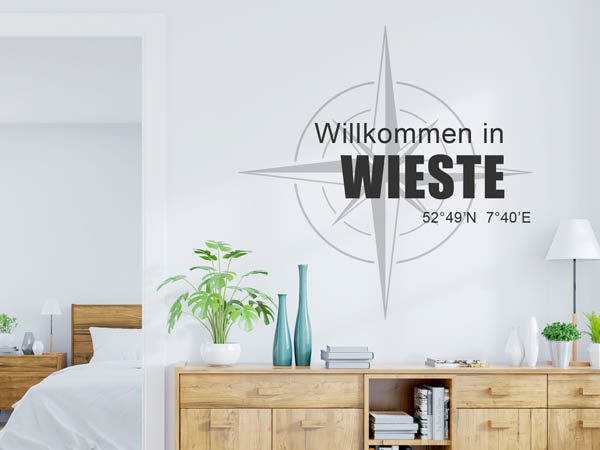 Wandtattoo Willkommen in Wieste mit den Koordinaten 52°49'N 7°40'E