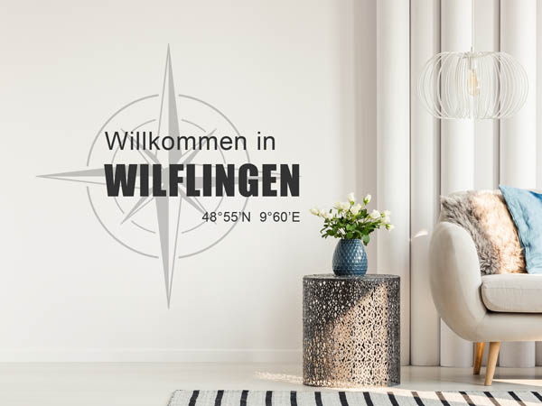 Wandtattoo Willkommen in Wilflingen mit den Koordinaten 48°55'N 9°60'E