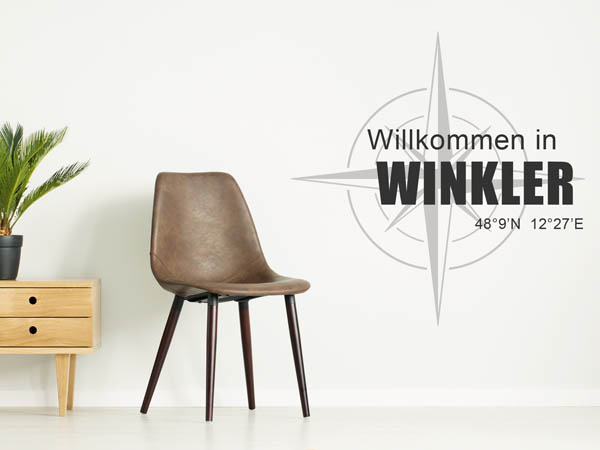 Wandtattoo Willkommen in Winkler mit den Koordinaten 48°9'N 12°27'E
