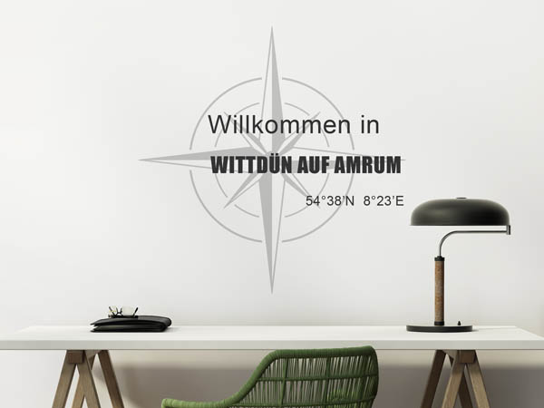 Wandtattoo Willkommen in Wittdün auf Amrum mit den Koordinaten 54°38'N 8°23'E