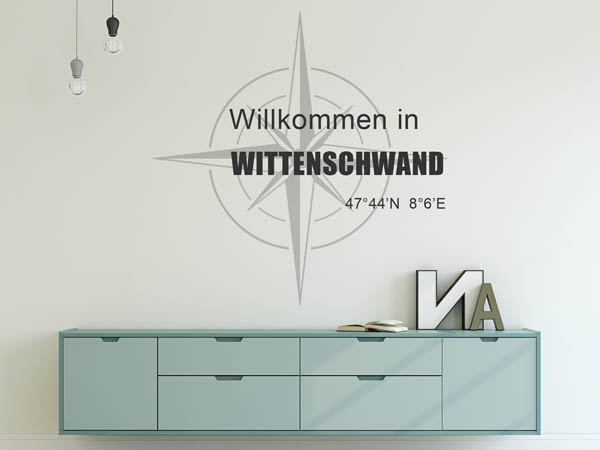 Wandtattoo Willkommen in Wittenschwand mit den Koordinaten 47°44'N 8°6'E